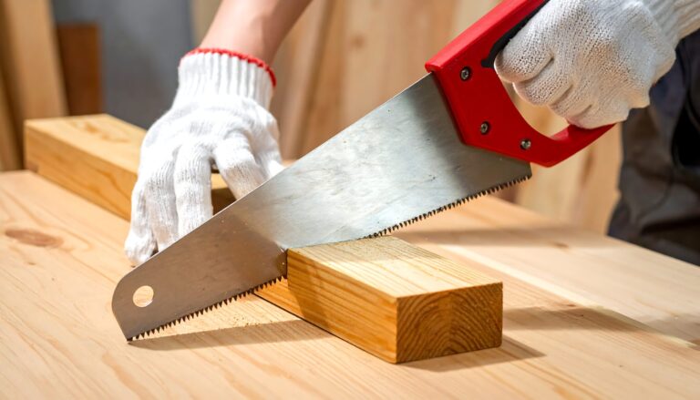 無垢材を手で挽く、職人の手元